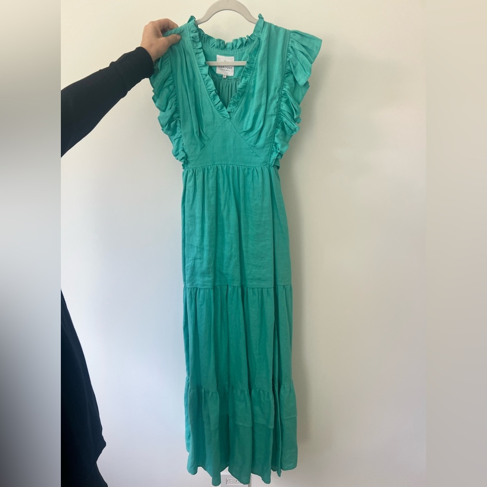 Teal Ruffled Maxi Dress